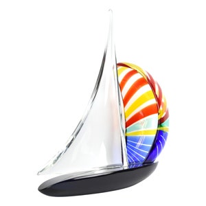 Elio Raffaeli Signed Murano Hand Blown Art Glass Sailboat Sculpture Lge version image 4