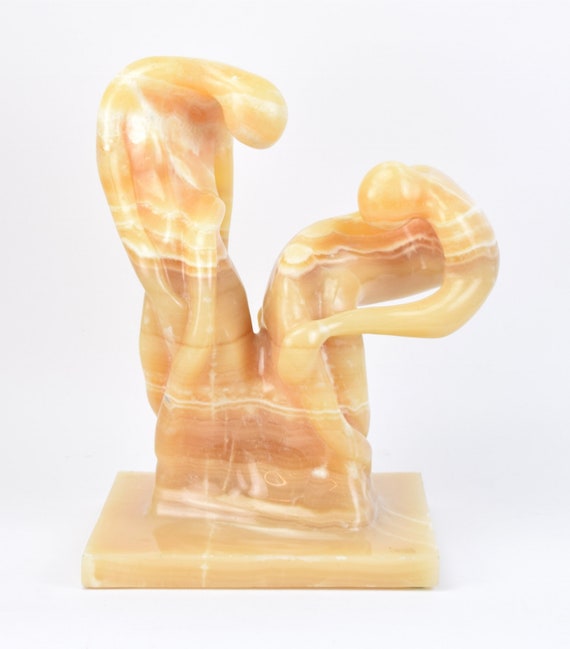 Huge Modernist Carved Onyx Sculpture Abstract Figures Undulating Spirit  Forms 