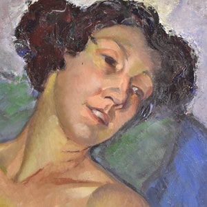 Howard Church 1930s Depression era Oil Painting Portrait of Nude in Repose image 4