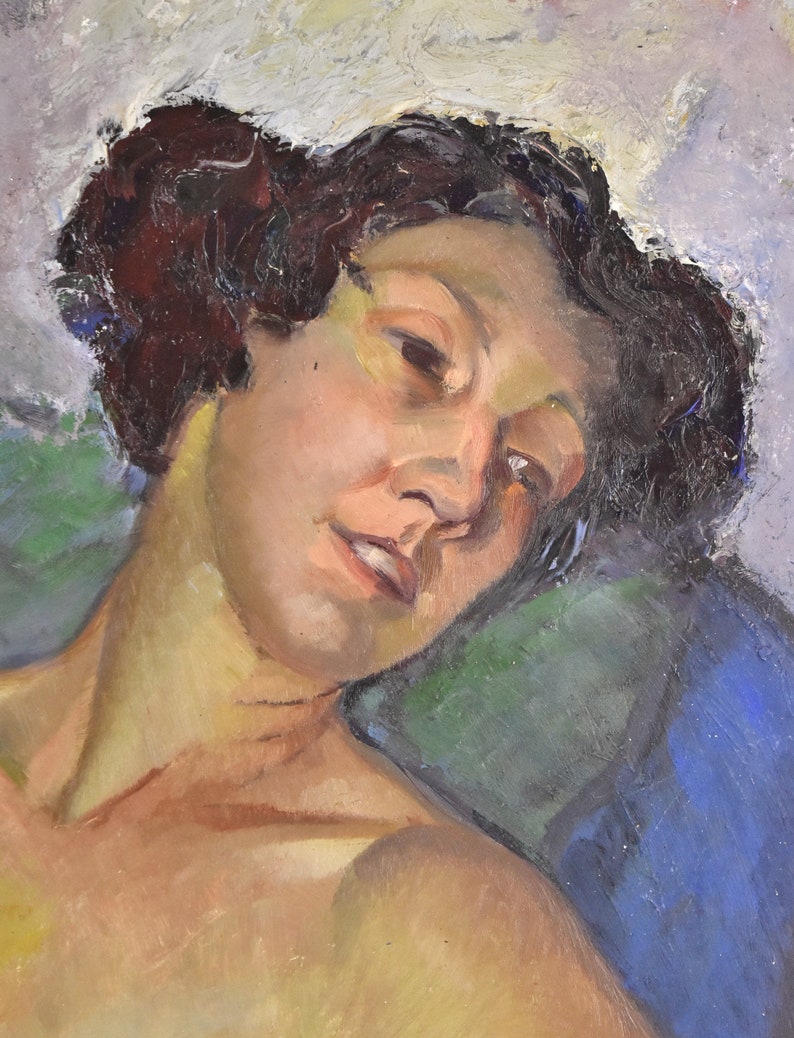 Howard Church 1930s Depression era Oil Painting Portrait of Nude in Repose image 4
