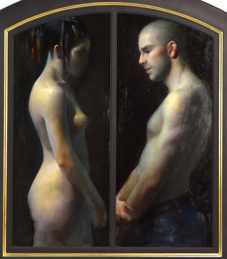 Juliette Arisitides Covenant Realist Oil Painting Contemplative Nude Couple image 2