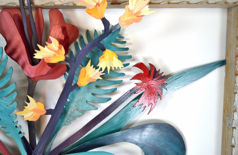 Barbara Day Romero Santa Fe Vintage Floral Bursts II 3D Painted Cut Welded Steel Sculpture image 5