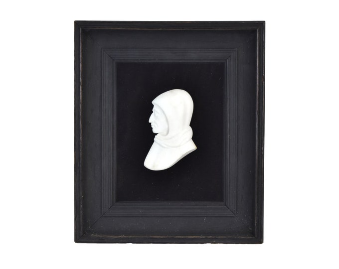 Grand Tour Carved Alabaster Marble Miniature Portrait Profile on Savonarola of Florence