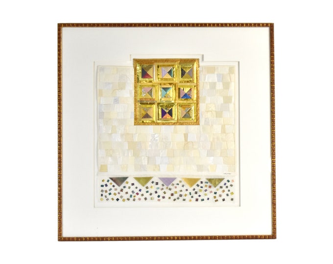 Lucinda Carlstrom Quilted Paper Wall Sculpture Gold and White Tones Atlanta artist