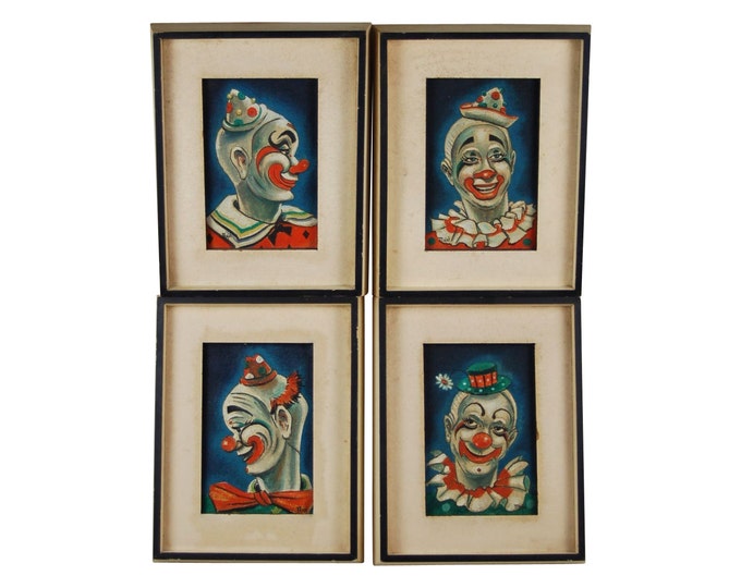 Majel Warfield New Orleans Louisiana artist Group 4 Art Deco Circus Clown Paintings