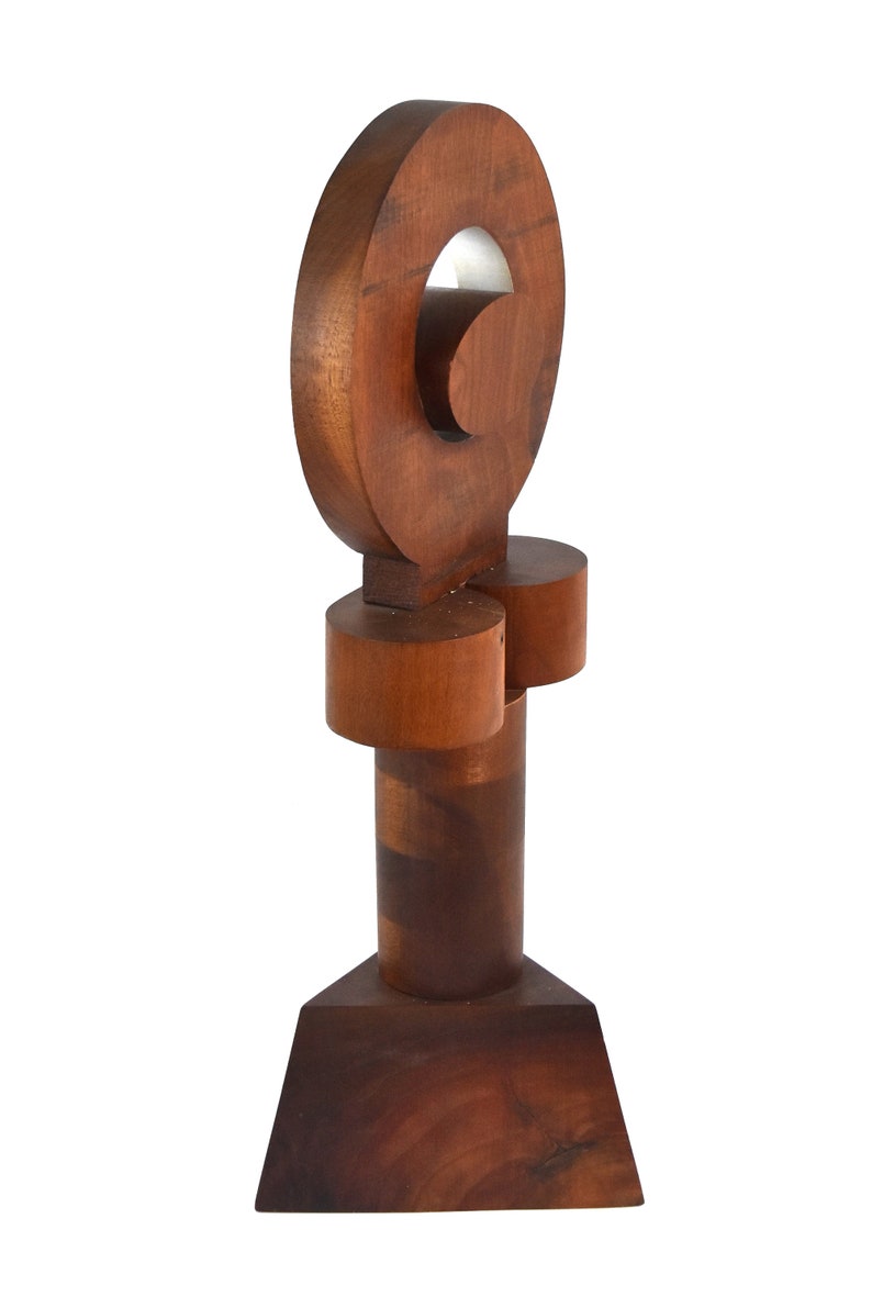 Fred Borcherdt Midcentury Modern Abstract Geometric Wood Sculpture sgd Chicago Artist image 5