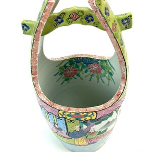 Circa 1930s Japanese Hand Painted Porcelain Water Bucket Court Scenes image 2