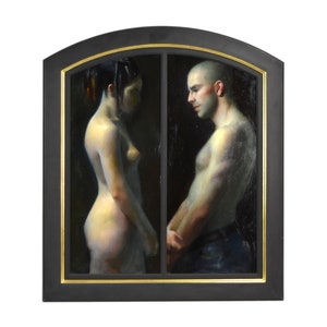 Juliette Arisitides Covenant Realist Oil Painting Contemplative Nude Couple image 1