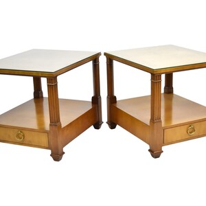 Pair Baker Furniture Co Neoclassical Empire Biedermeier style End Tables image 3