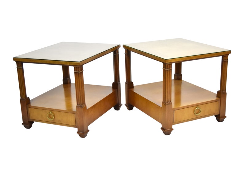 Pair Baker Furniture Co Neoclassical Empire Biedermeier style End Tables image 3