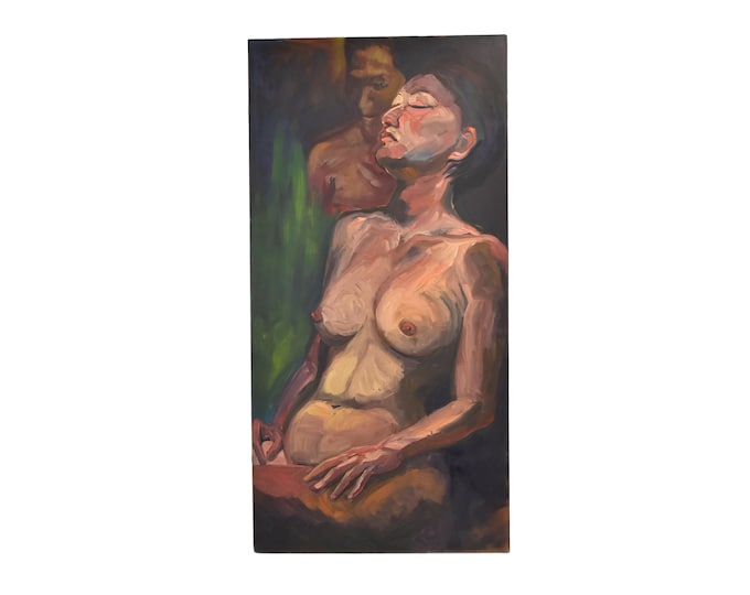 Impressionist Nude Female Figure in Contemplative Pose Oil Painting Lenell Chicago Artist