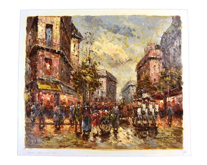 Impressionist Oil Painting Parisian Street Scene Belle Epoque Era signed Martin