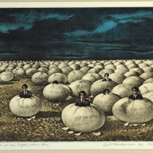 Curt Frankenstein sgd L/E Surrealist Etching Birth of the Organization Men Chicago image 2