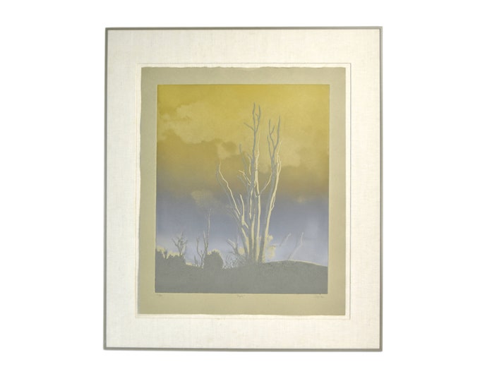 Barbara Spitz “April” Earth Tone Screenprint Limited Edition signed Chicago artist Orignal Wall Art