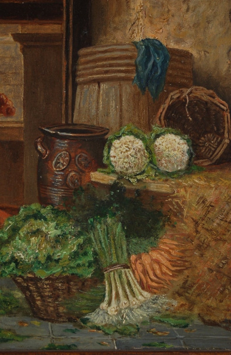 Antique Dutch Oil Painting Kitchen Maid at Work with Etsy