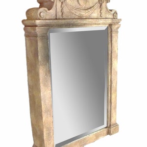 Vintage Sculptural Neoclassical Pediment Architectural Wall Mirror image 2