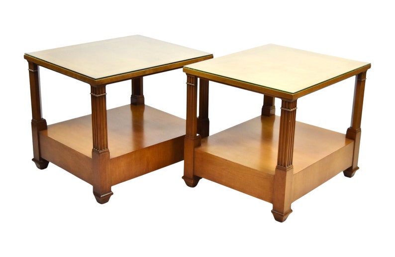 Pair Baker Furniture Co Neoclassical Empire Biedermeier style End Tables image 8