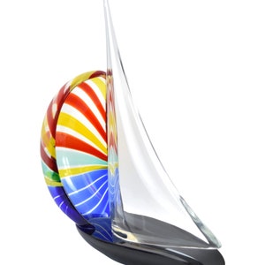 Elio Raffaeli Signed Murano Hand Blown Art Glass Sailboat Sculpture Lge version image 2