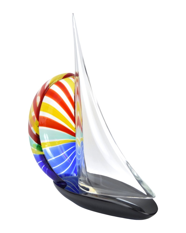 Elio Raffaeli Signed Murano Hand Blown Art Glass Sailboat Sculpture Lge version image 2