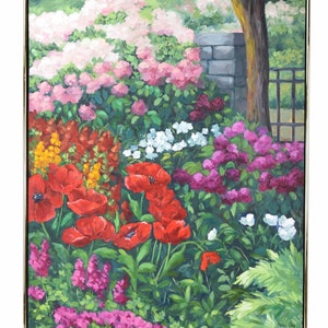 1998 Nancy Day Red Poppies & Others Floral Garden Landscape Painting image 2