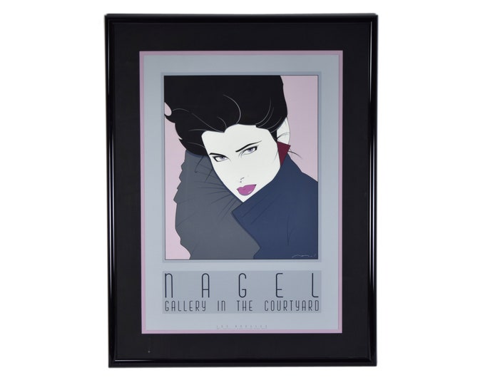 Patrick Nagel 1980s Framed Print "Commemorative #7" Serigraph Portrait of Woman