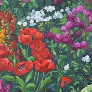 1998 Nancy Day Red Poppies & Others Floral Garden Landscape Painting image 7