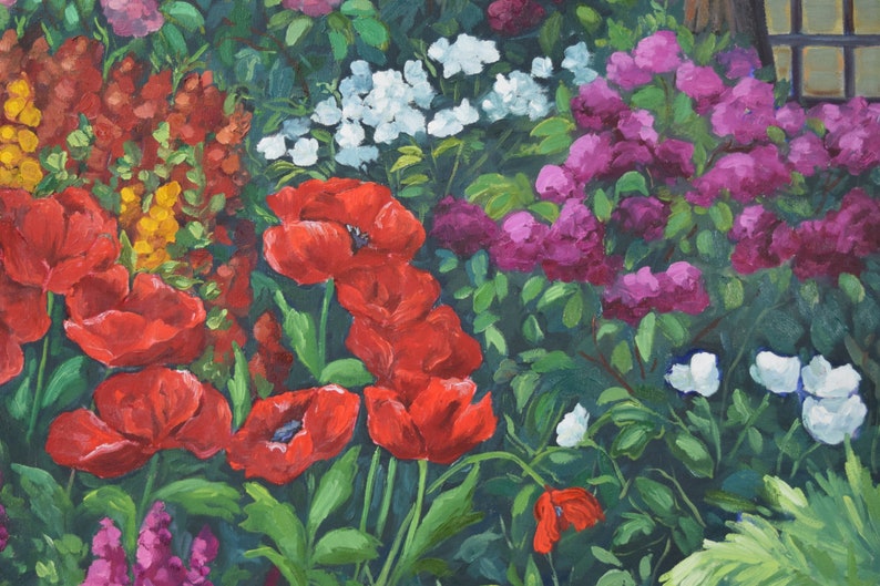 1998 Nancy Day Red Poppies & Others Floral Garden Landscape Painting image 7