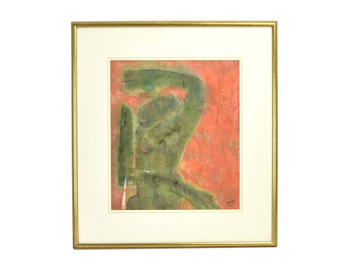 Modernist Abstract Nude Woman L/E Screenprint Rice Paper signed Rabt 1985