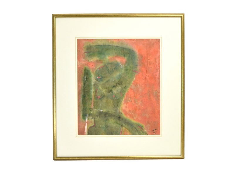 Modernist Abstract Nude Woman L/E Screenprint Rice Paper signed Rabt 1985 image 1
