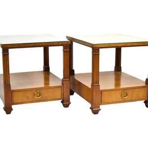 Pair Baker Furniture Co Neoclassical Empire Biedermeier style End Tables image 2