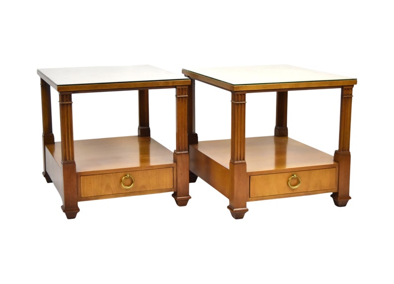 Pair Baker Furniture Co Neoclassical Empire Biedermeier style End Tables image 2
