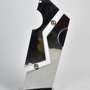 Michael Oguns Modernist Abstract Geometric Polished Steel Metal Sculpture image 1