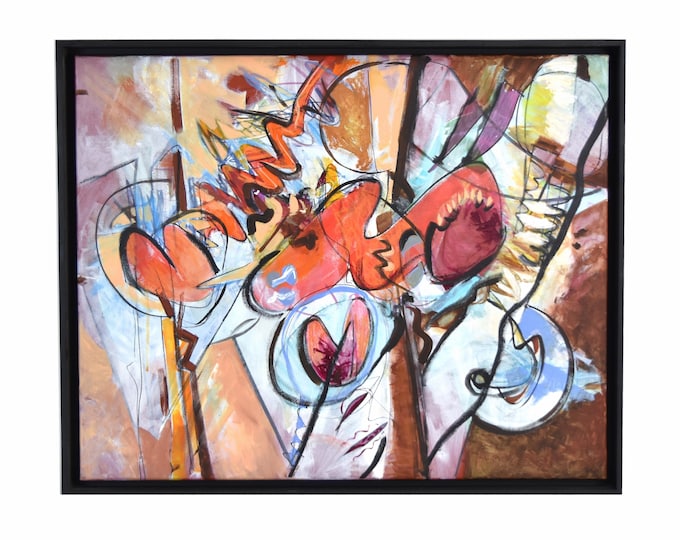 Abstract Expressionist Biomorphic Shapes Painting “Opposite Pulses” Sgd Saitlin Chicago