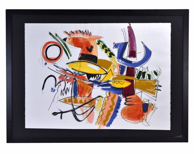 Colorful Surrealist Abstract Shapes Painting “Playroom” Sgd Saitlin Chicago artist