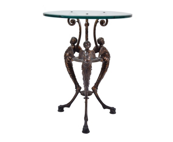 Antique German Bronze Patinated Iron, Bronze Cherub Coffee Table