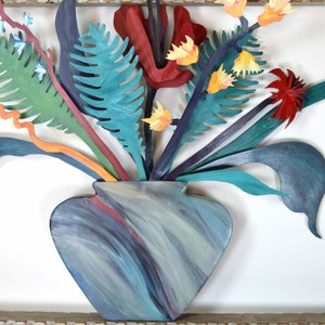 Barbara Day Romero Santa Fe Vintage Floral Bursts II 3D Painted Cut Welded Steel Sculpture image 3