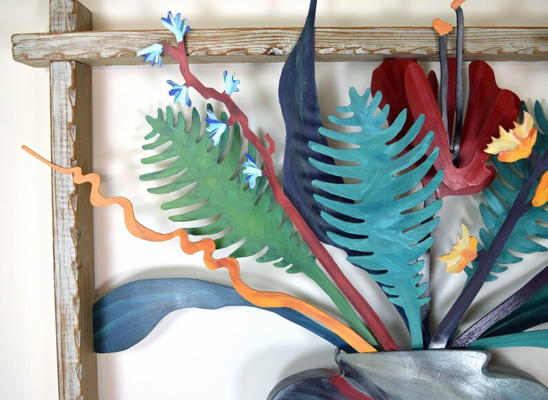 Barbara Day Romero Santa Fe Vintage Floral Bursts II 3D Painted Cut Welded Steel Sculpture image 6