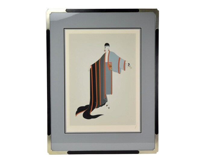 Erte “Michelle” French Art Deco Flapper in Kimono Limited Edition Screenprint Signed