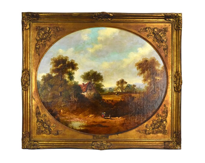 James Watney Wilson Antique 1858 English Landscape Painting Pastoral Farm Scene