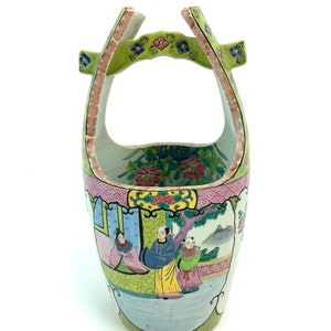 Circa 1930s Japanese Hand Painted Porcelain Water Bucket Court Scenes image 1