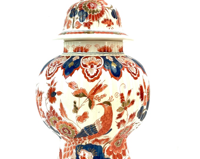 Royal Delft Pijnacker "De Porceleyne Fles" Hand Painted Imari Porcelain Ginger Jar