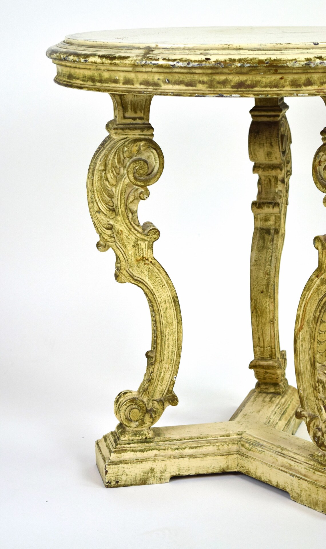 Antique Side Table W Heavily Carved Legs Faux Painted Finish Etsy