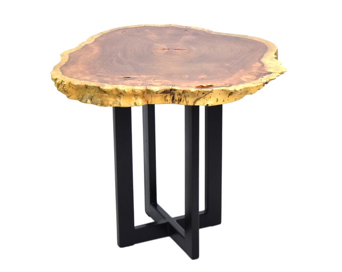 Vintage Modern Phillips Collection Burled Wood Live Edge Side End Table