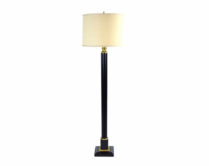 Frederick Cooper Empire Neoclassical Floor Lamp Fluted Black Column