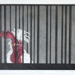 Unruly Feathered Chicken Sandra Augusta Mitchell A/P Hand Colored Etching image 2