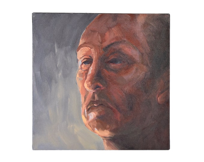 Painterly Portrait Oil Painting Somber Man Lenell Chicago Artist