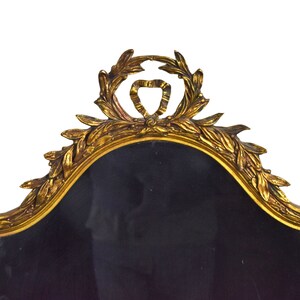 Antique Shield Form Gilt Wood Wall Mirror w Laurel Leaf Crest and Border image 4
