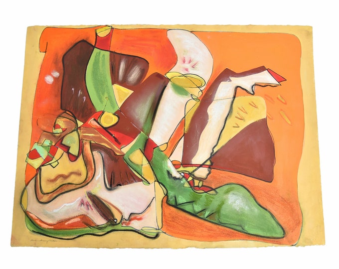 Modernist Abstract Gouache Painting “Seafarer” Nadine Saitlin Chicago Florida Artist