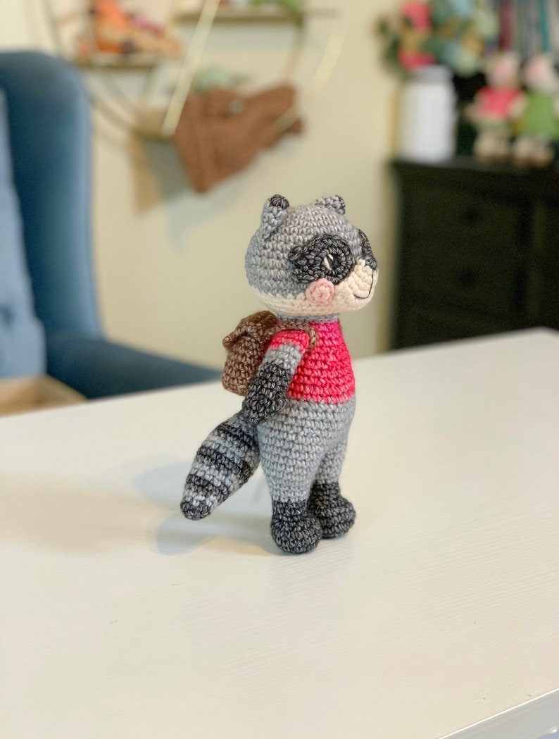 Fritz the Raccoon Back to School Crochet Amigurumi Pattern image 3