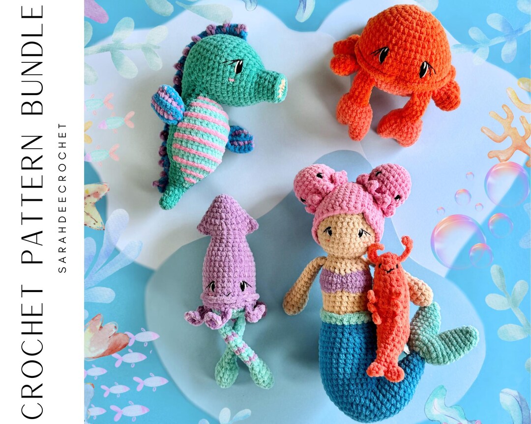 Aqua Crew Crochet Amigurumi Pattern Bundle - Etsy UK